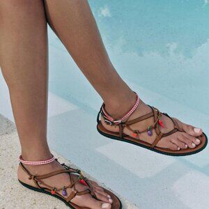 Zara Brown Charm Strap Sandals - LIKE NEW